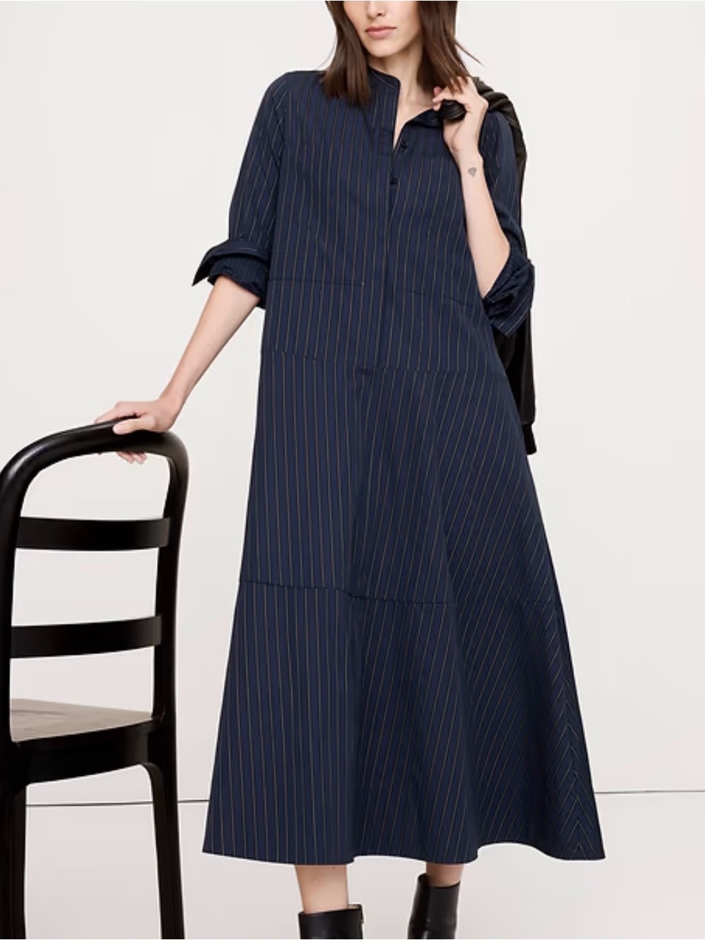 COTTON TRAPEZE SHIRT DRESS